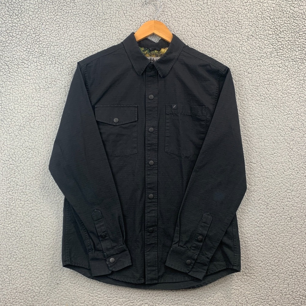 Pladra Sequoia Overshirt Snap - Men's Size Large Black Hiking Camping